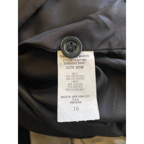 Garfield & Marks 16 Straight Black Ribbed Skirt Lined Slit Office Career 9782‎ - Picture 6 of 6